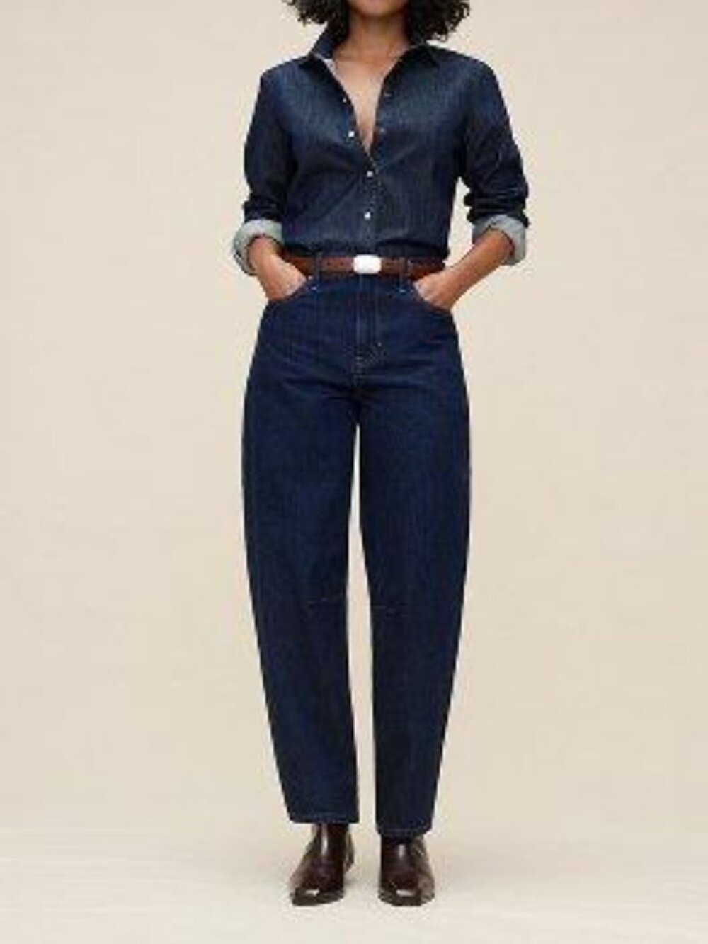 Banana Republic Sz 25 High Rise Dark Blue Wash Barrel Jeans